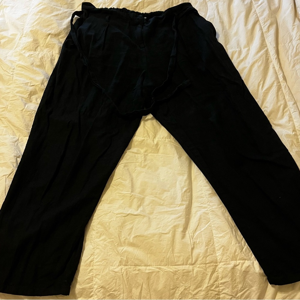 Maurices Black Linen Cropped Pants